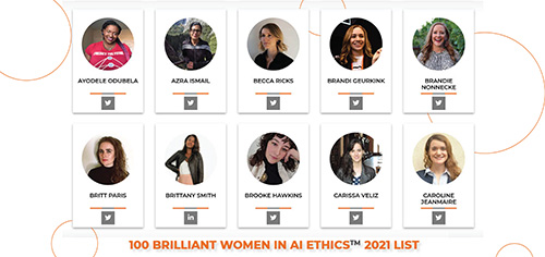 The list honors the most influential women in various fields working to advance ethical standards for artificial intelligence and other emerging technologies. 