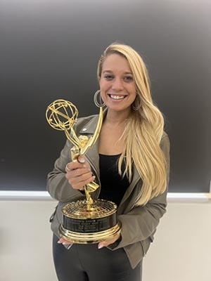 Alexa Ramos with one of her Emmy awards