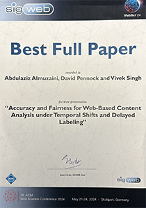 Best Full Paper- Vivek Singh 